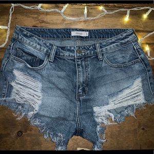 Distress Denim Shorts